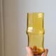 4 vintage orangeade glasses in yellow glass in the shape of bamboo