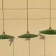 Three Suspensions enamelled sheet green and white golden threads brass socket