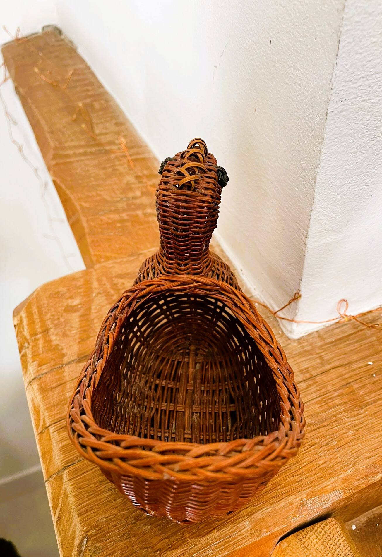 Panière / corbeille en osier en forme de canard (vintage)