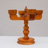 Rustic wooden candleholder by Jan Johnsson for Smålandsslöjd, Sweden, 1975