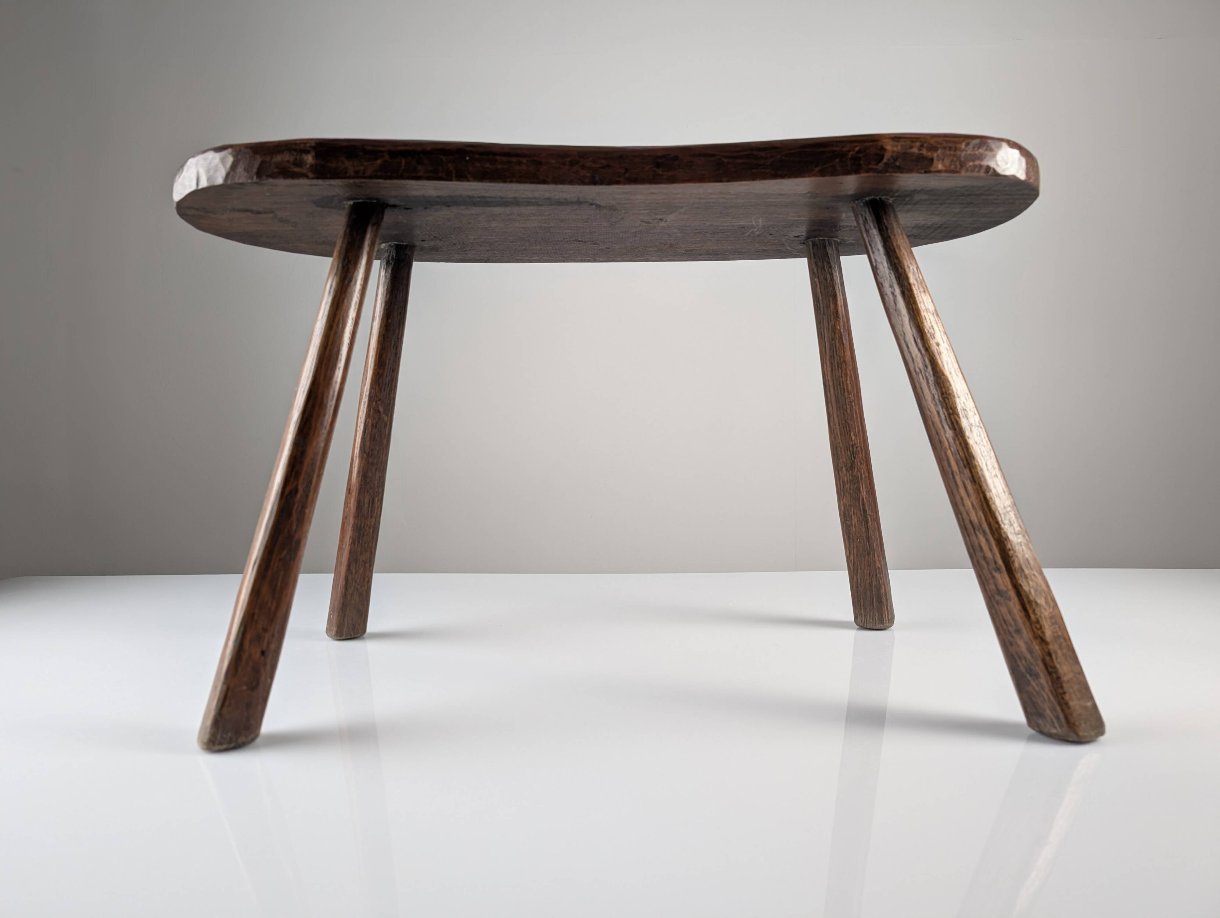 Rustic hand-carved wooden bench with organic shape, 1940s