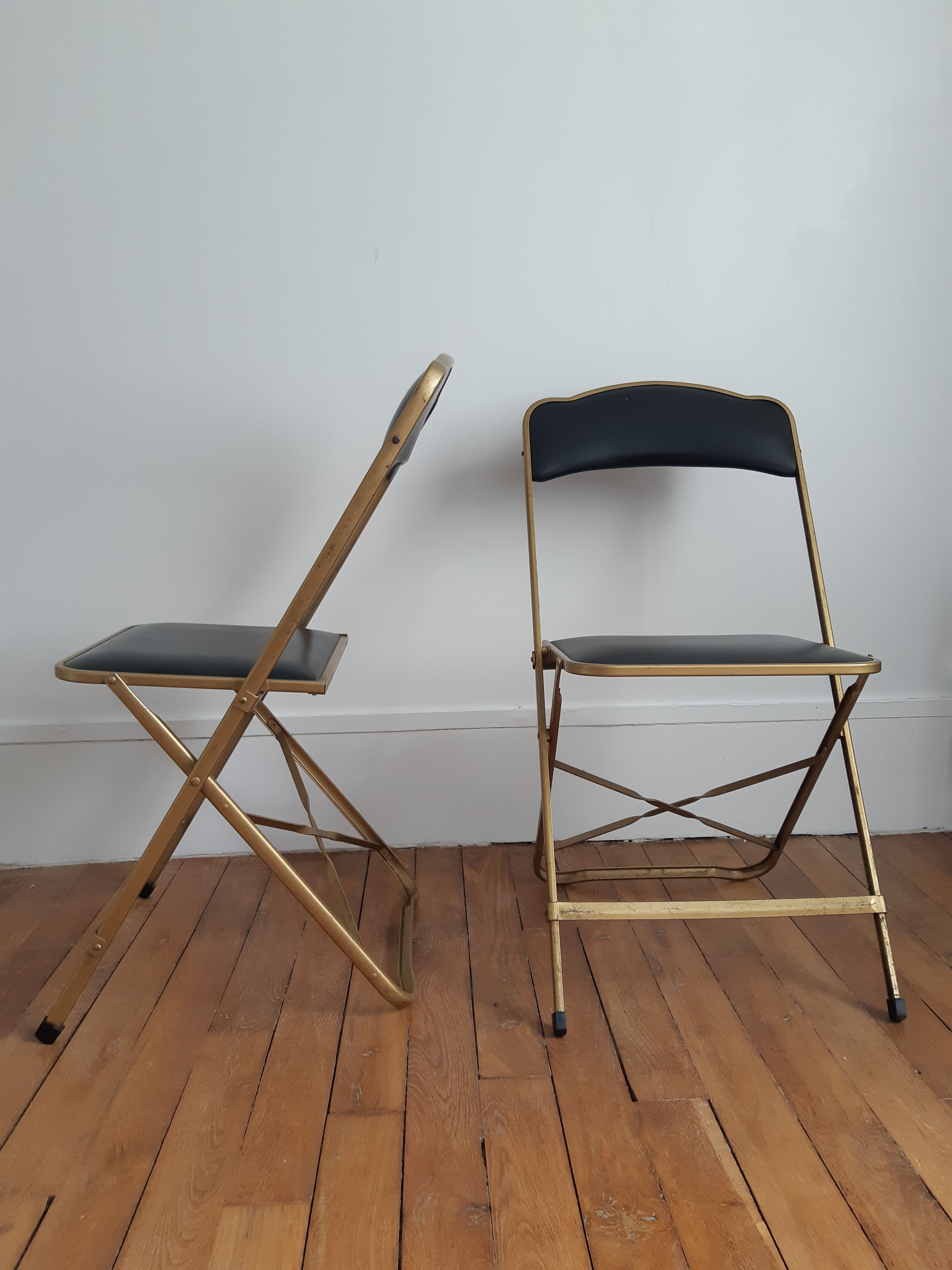Lot de 2 chaises pliantes skai et métal