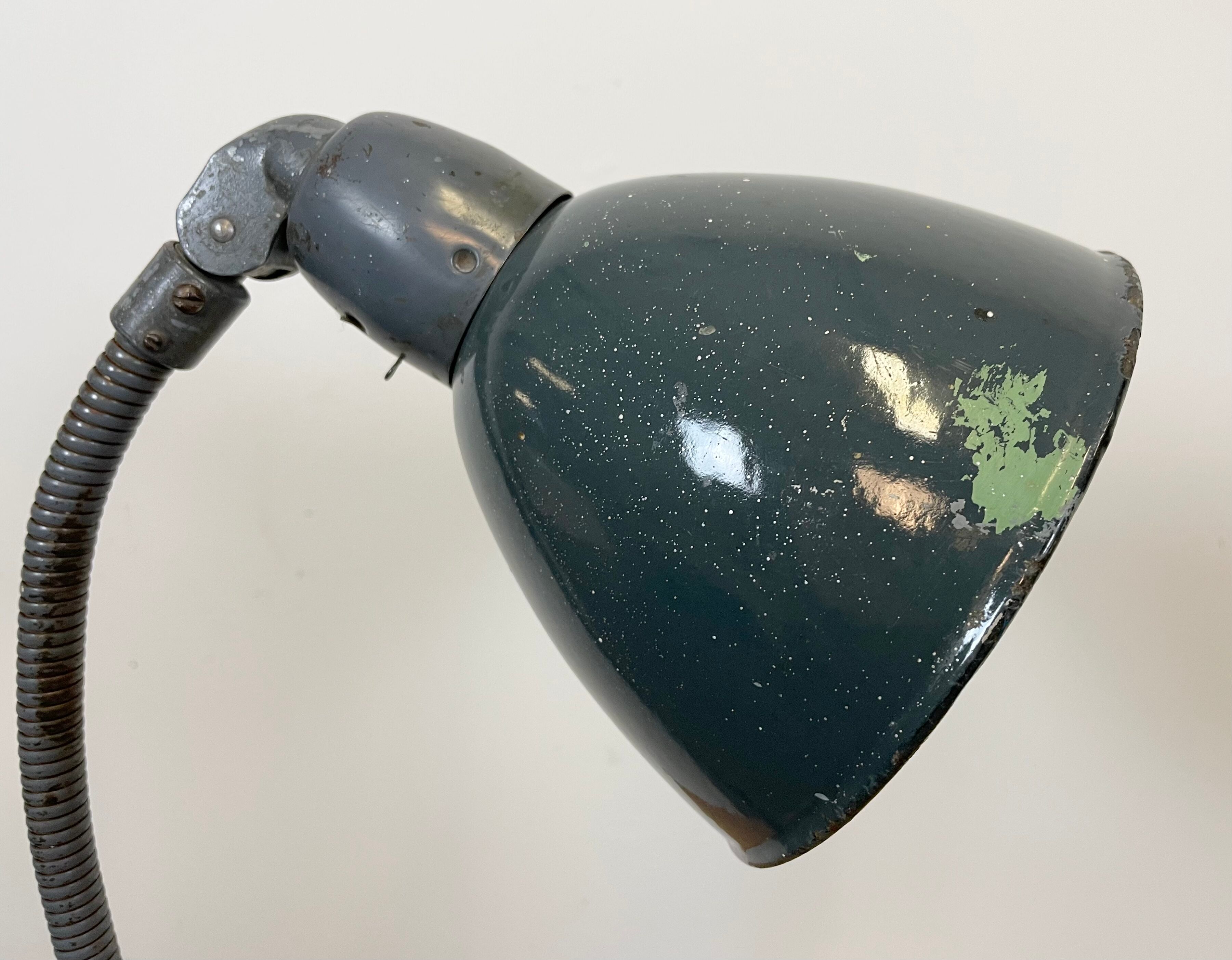 Industrial Grey Enamel Gooseneck Desk Lamp from Siemens, 1950s