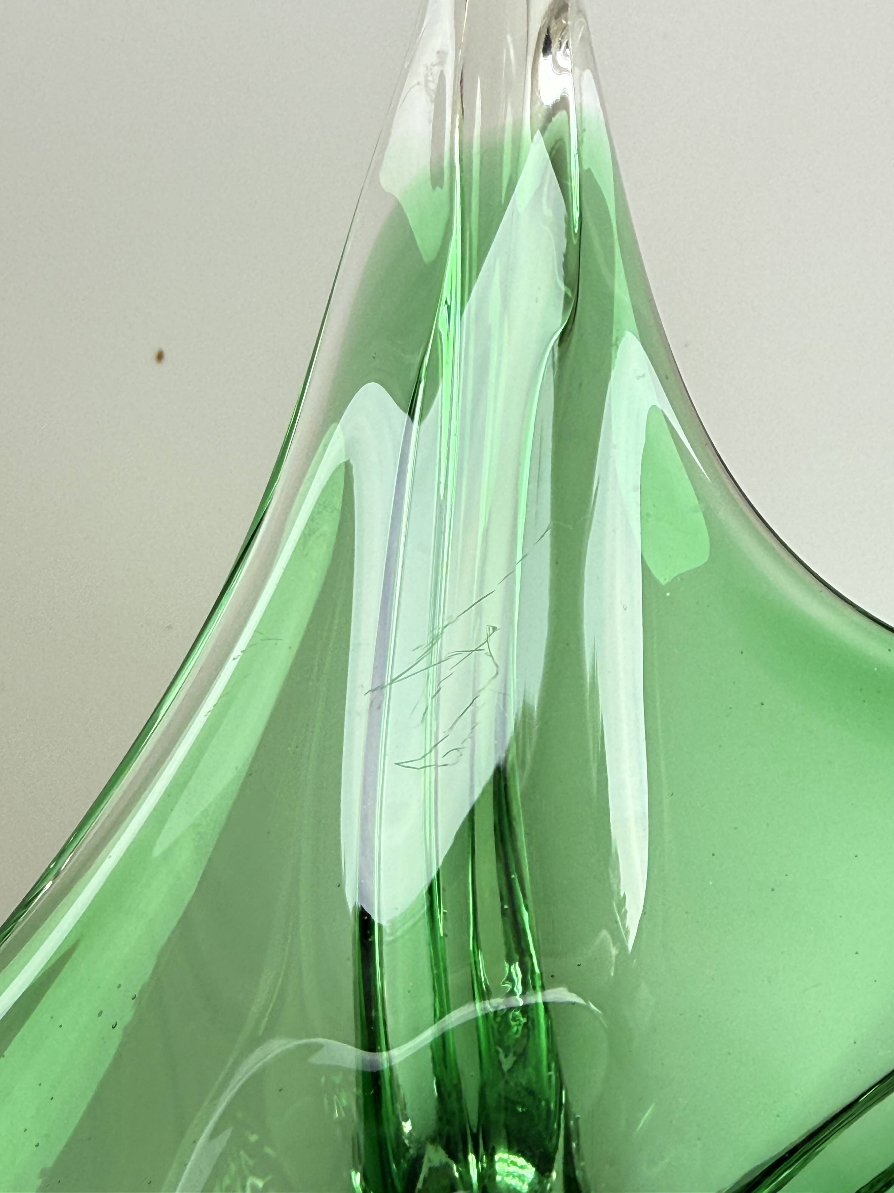Sculptural Green Murano Style Glass Bowl