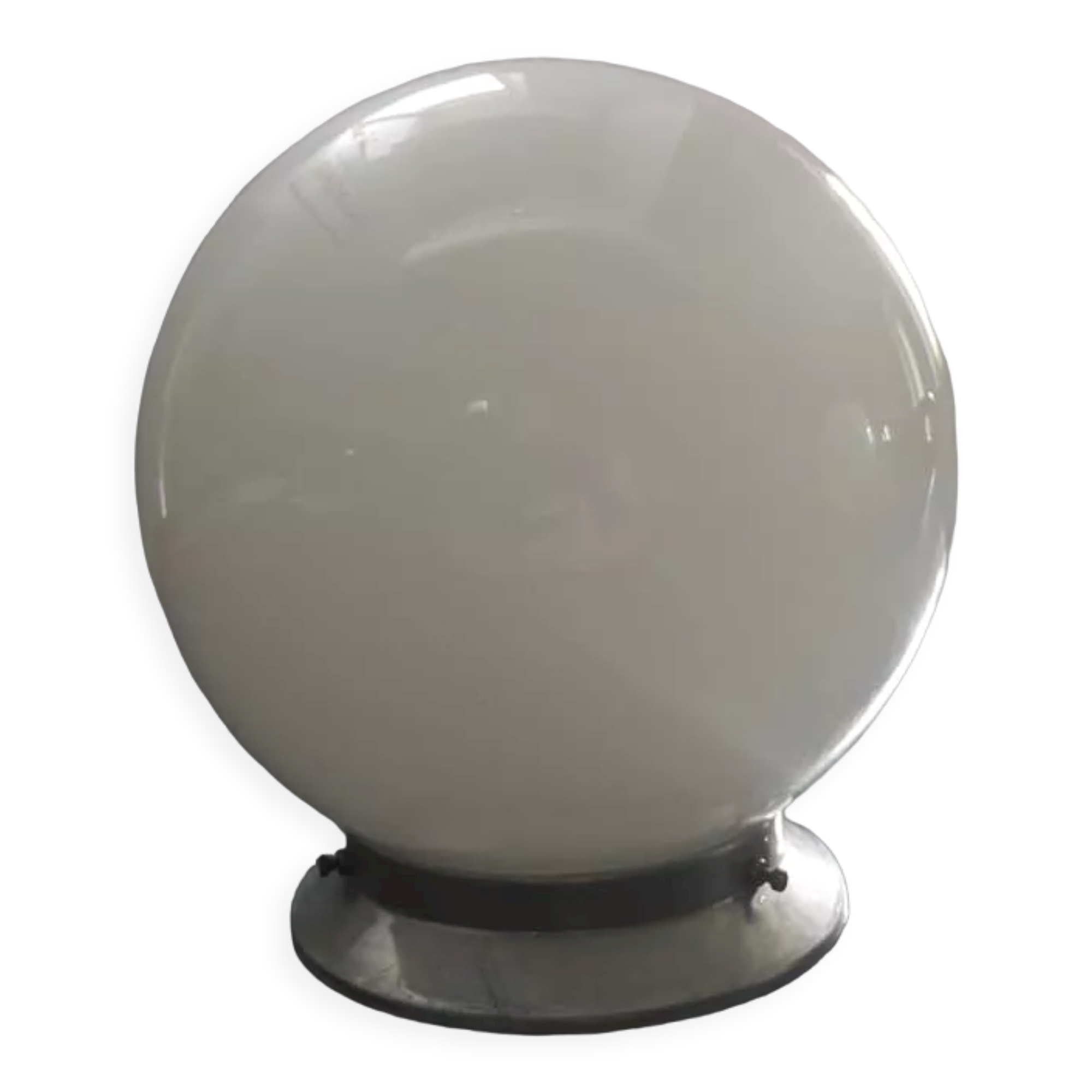 Old ceiling lamp opaline globe white metal base Art Deco 1930 ø 20 cm
