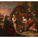 Painting, carousing scene circa 1680