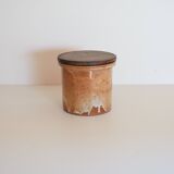 Glazed stoneware pot and its wooden lid