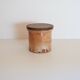 Glazed stoneware pot and its wooden lid
