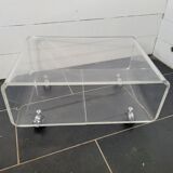 70s transparent plexiglass coffee table