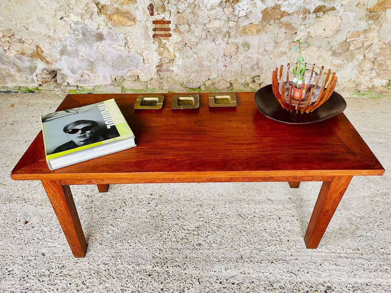 Vintage oak farmhouse coffee table, circa 1950's