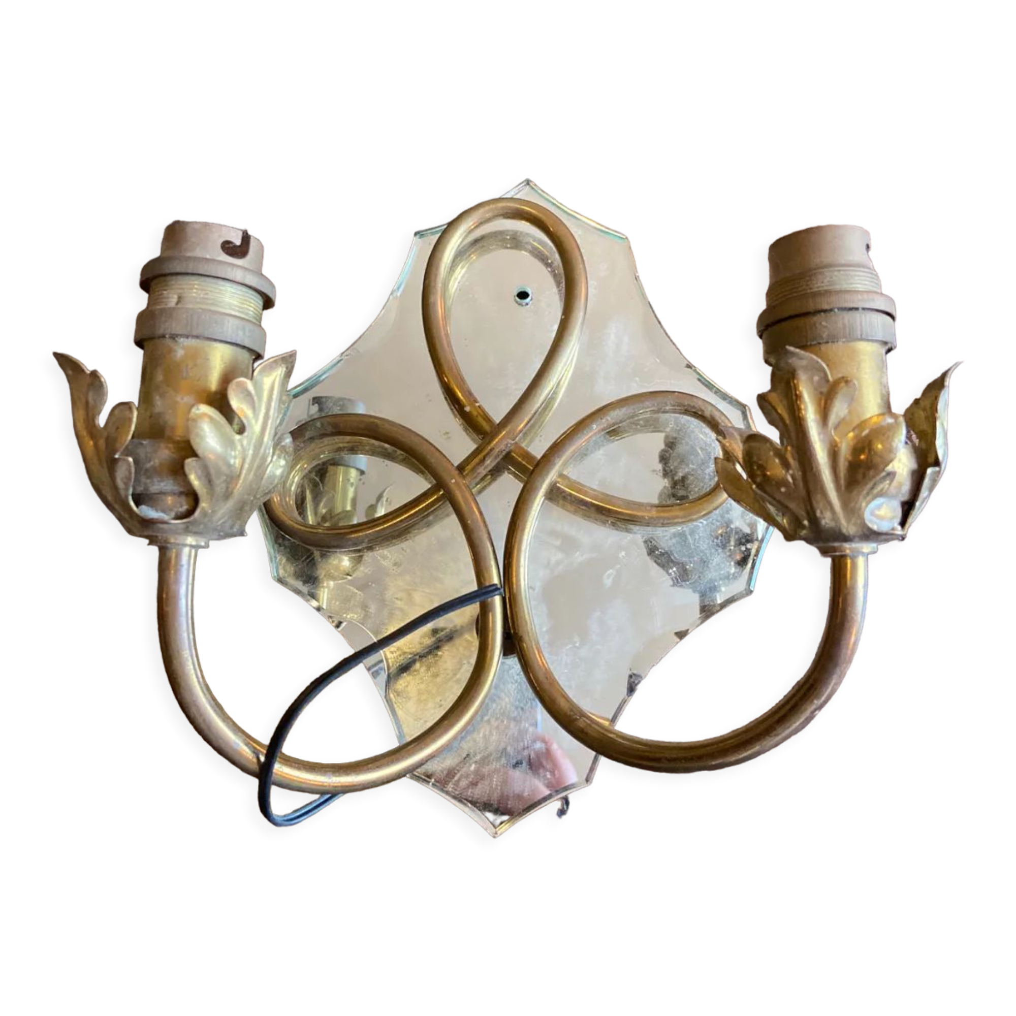 Brass wall lamp and mirror