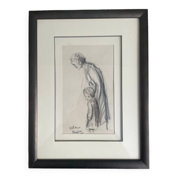 Dessin au fusain signé Roland Coudon