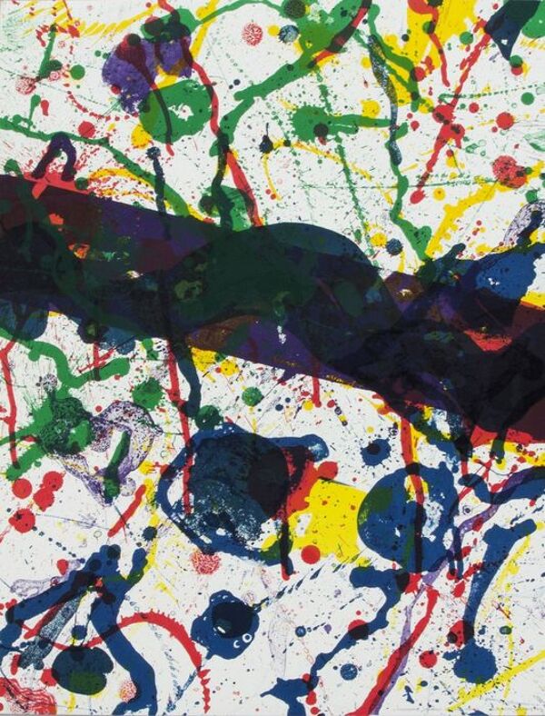 Lithographie originale sur papier Sam Francis poème dans le ciel 1986.