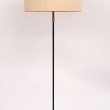 Floor lamp model 641 on metal tripod patinated rifle and elements in lunel brass