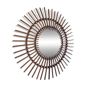 miroir soleil en rotin