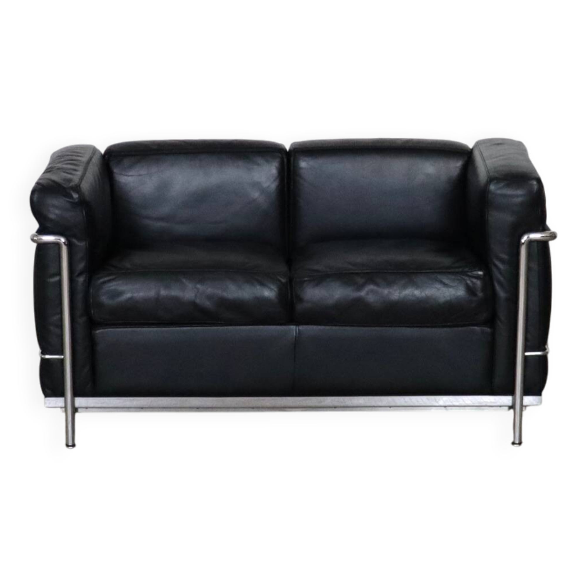 Canapé 2 places vintage Cassina LC2 par Charlotte Perriand et Le Corbusier