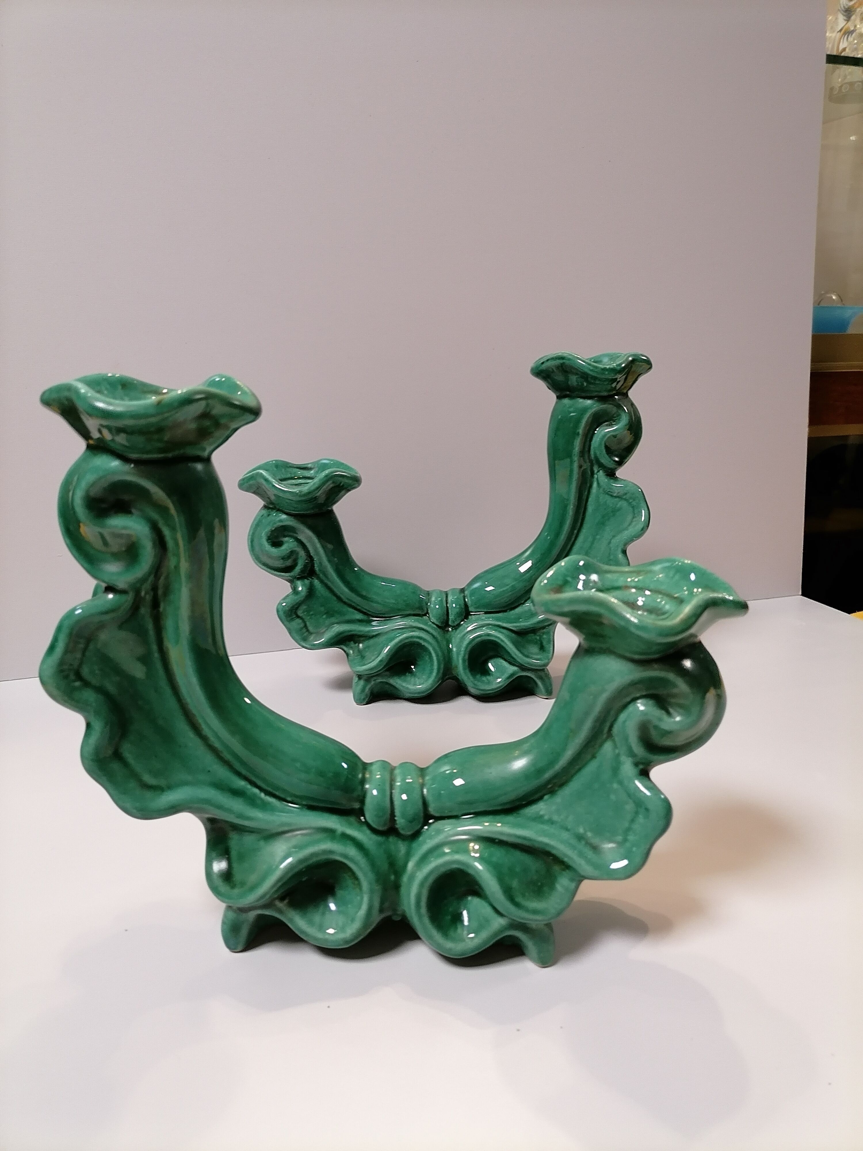 Pair of ceramic candle holders