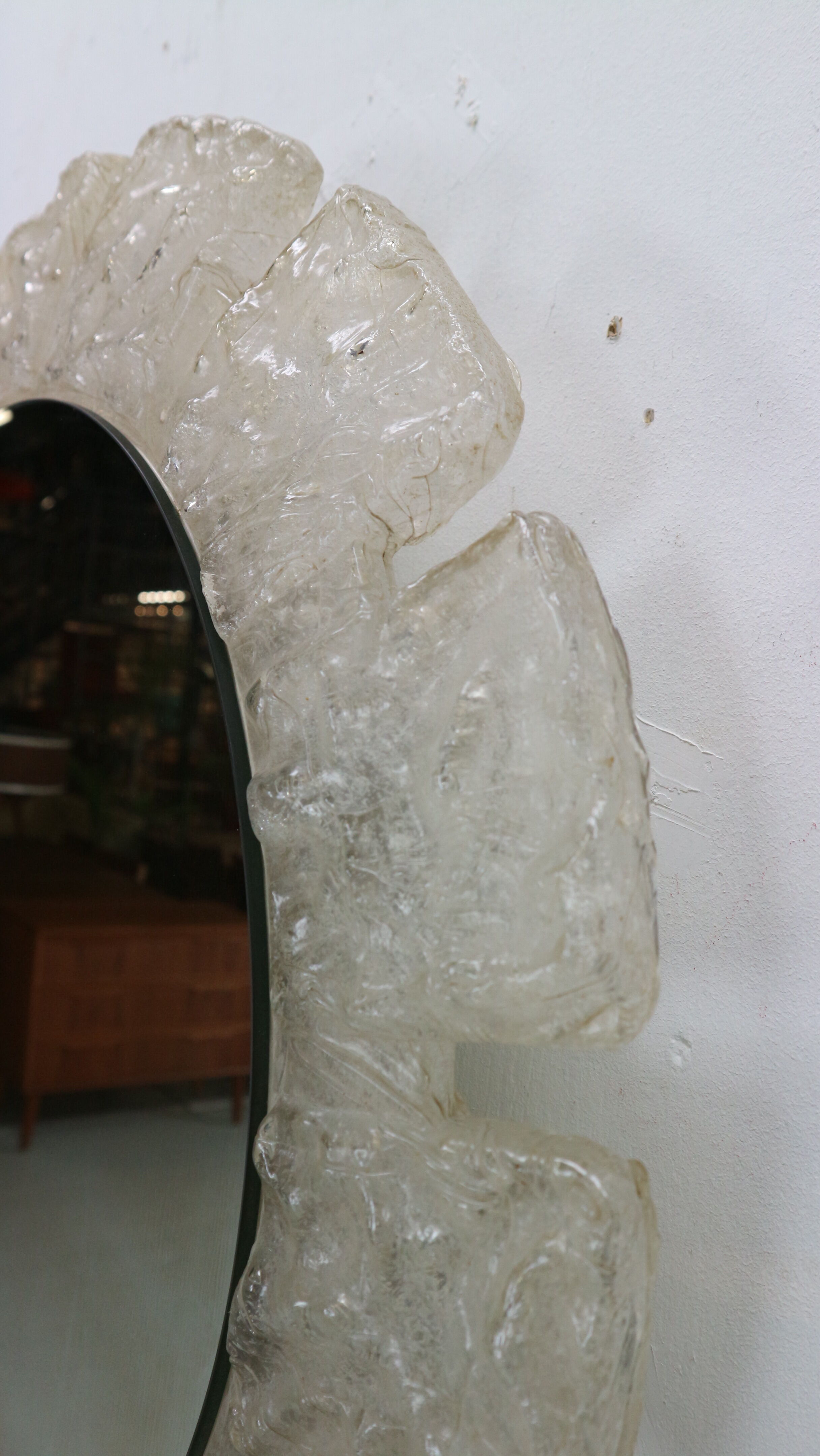 Egon hillebrand round acrylic illuminated mirror with lightening, 1970's germany