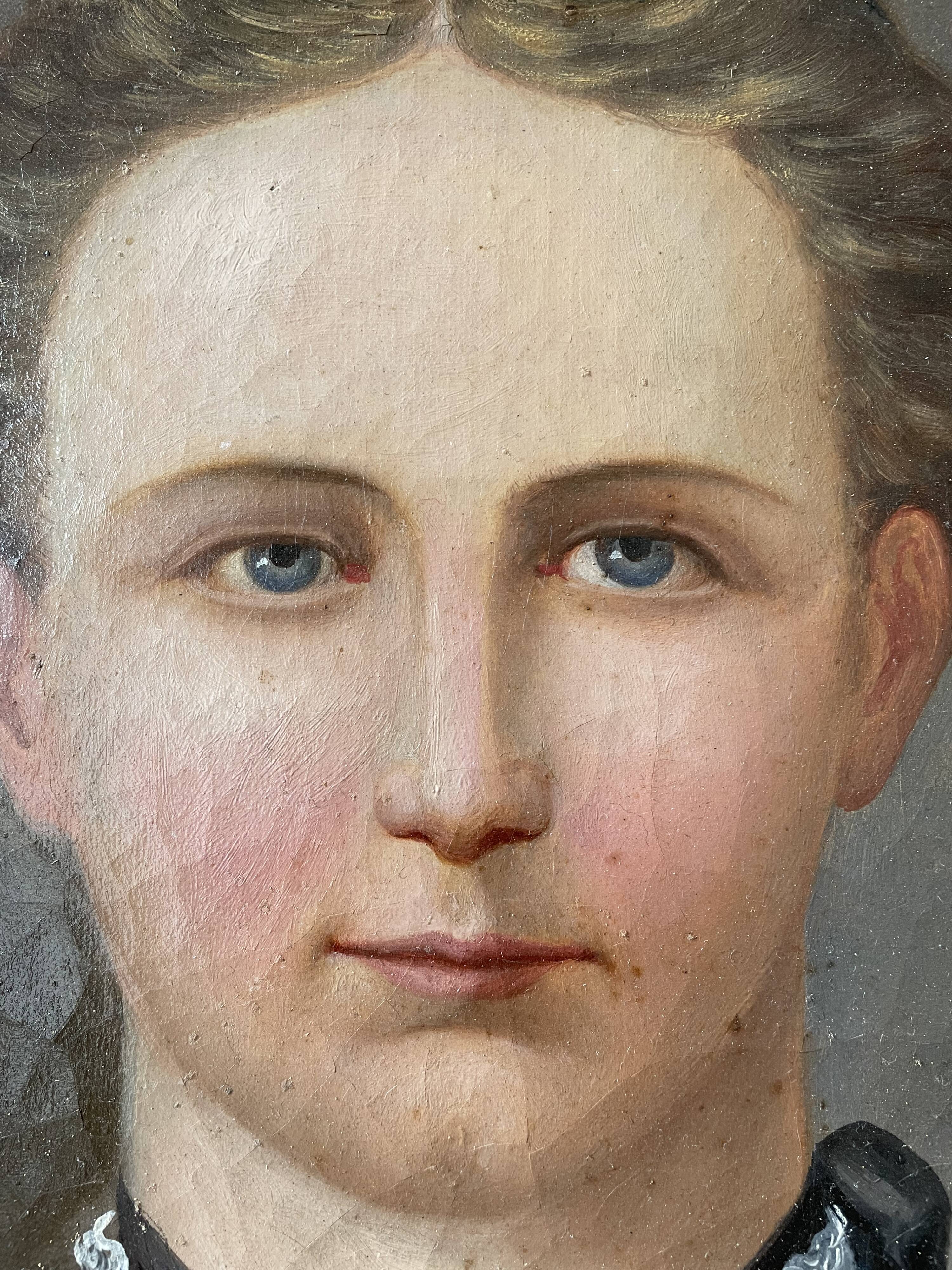 Nineteenth century portrait painting dated 1877