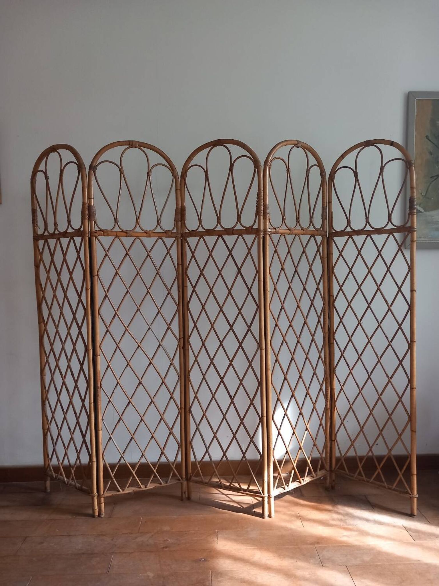 Paravent en rotin vintage
