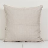 24" x 24" vintage minimalist style hemp pillow with original details, oversize wool turkish kilim