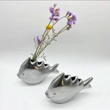 Pair of “Fish” vases / Cast aluminum – 1980s