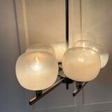 Space Age chandelier, Italian design, chrome and glass