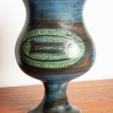 Vallauris, Modernist Vase, blue glazed ceramic, Jean de Lespinasse.