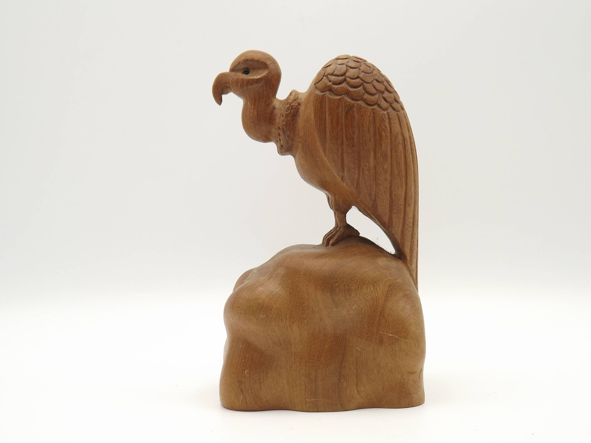 Unusual Pair of Vintage Hand-Carved Vulture on a Rock Wooden Bookends