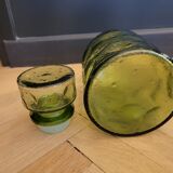 Vintage green glass decanter