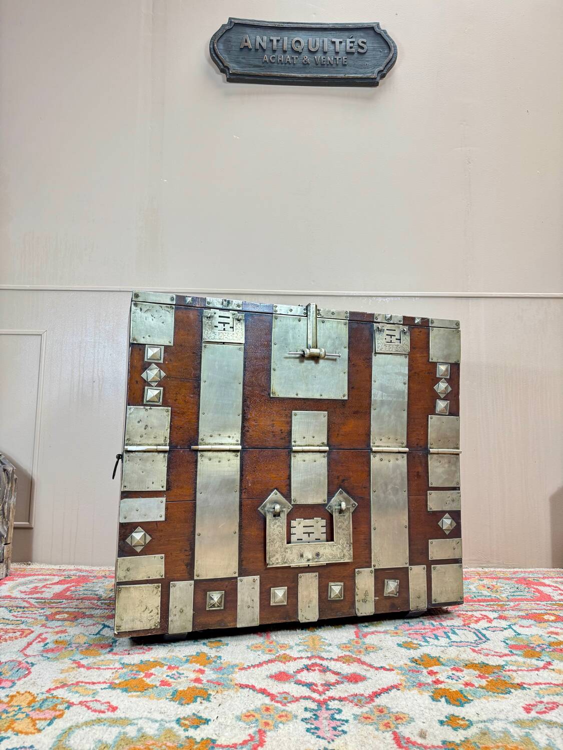 19th Century Korean Wooden and Brass Storage Chest