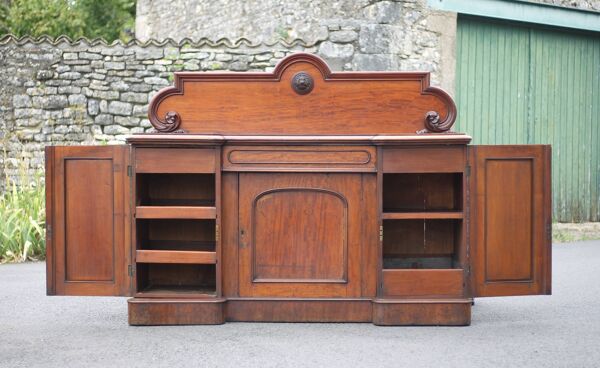 Meuble bois d'acajou ancien, meuble comptoir anglais, serviteur anglais, meuble buffet
