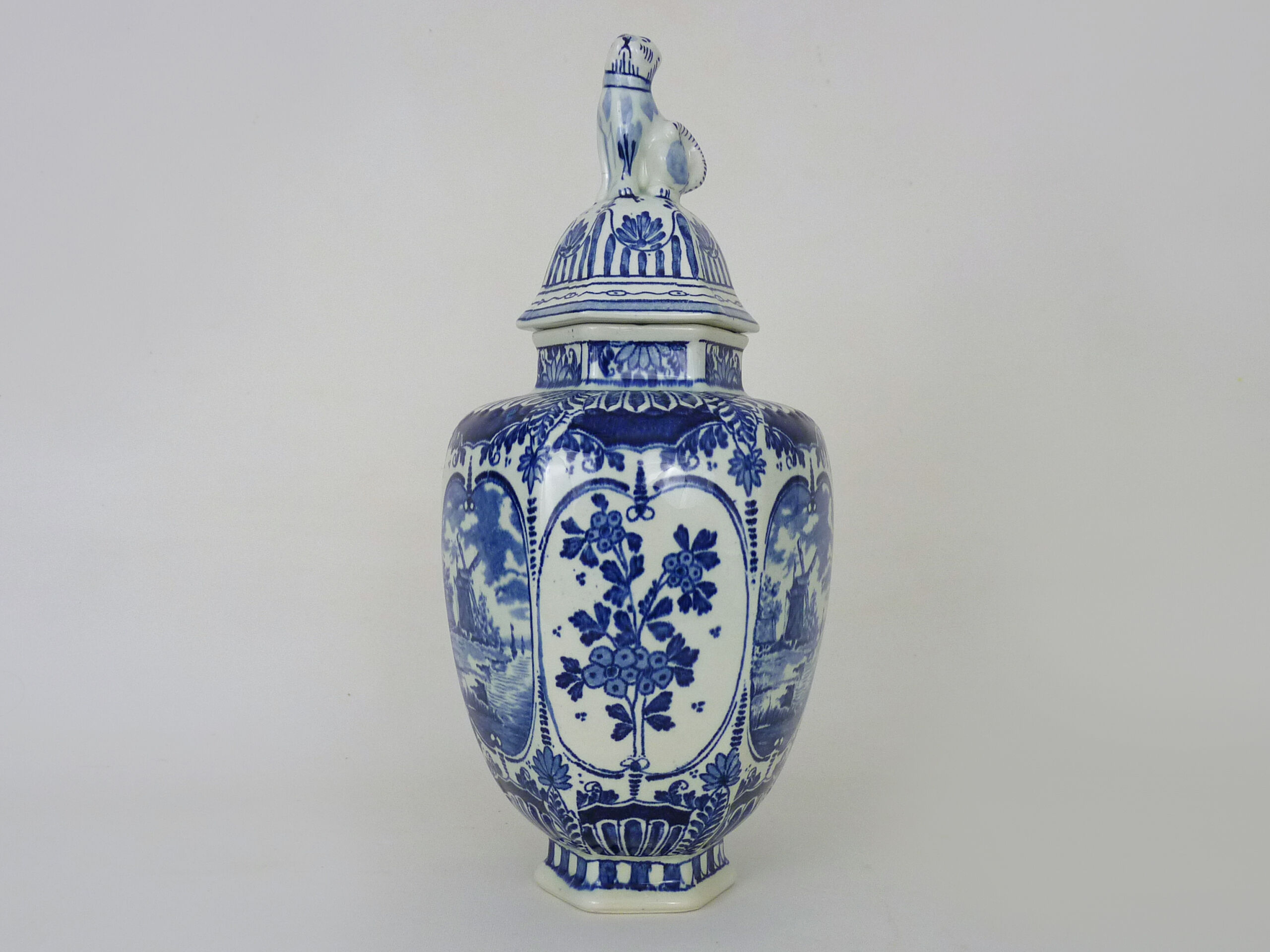 Boch Delfts blue and white sphinx vase, Holland, 50s