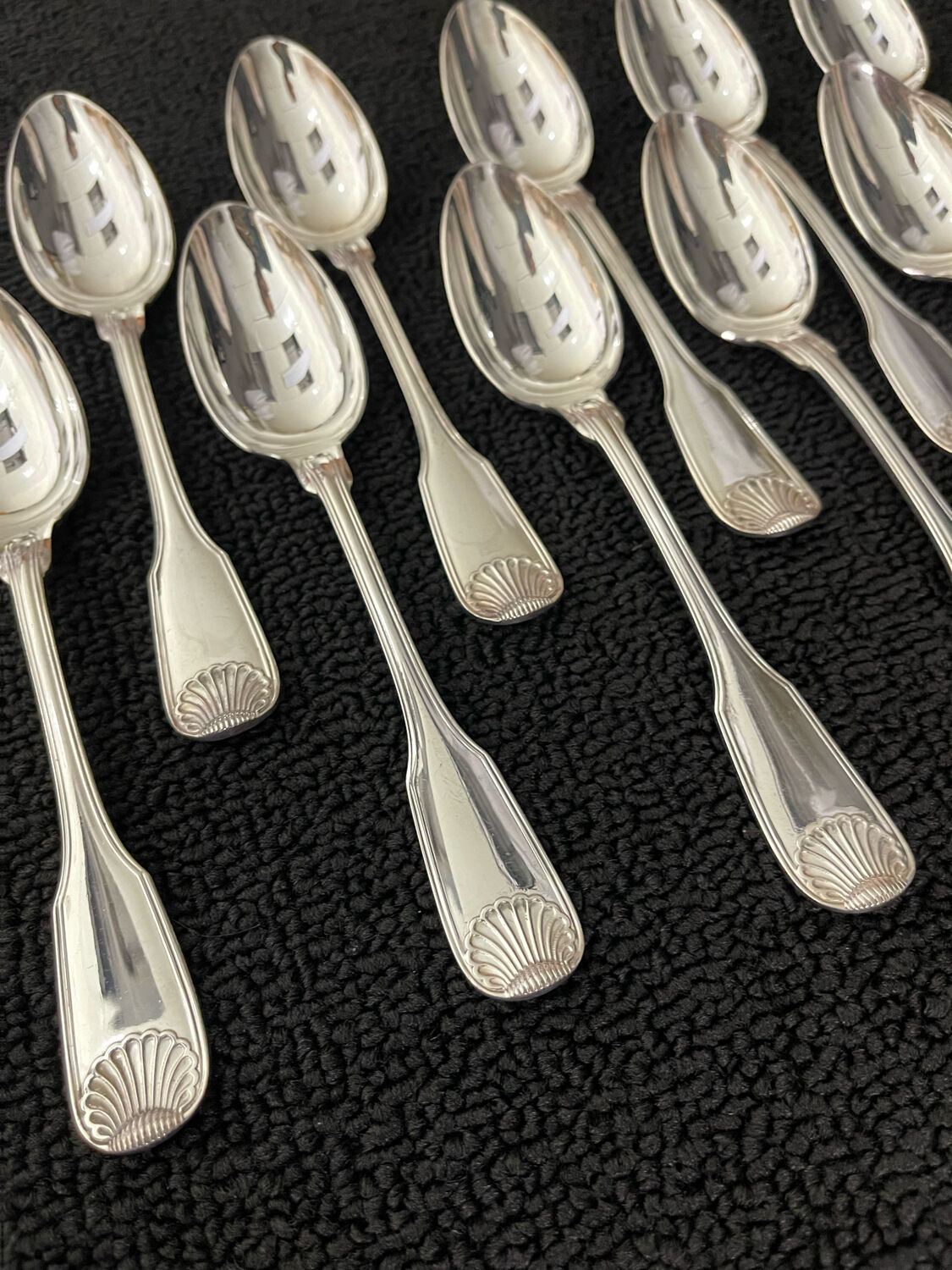 12 cutlery entremets model shell silver metal