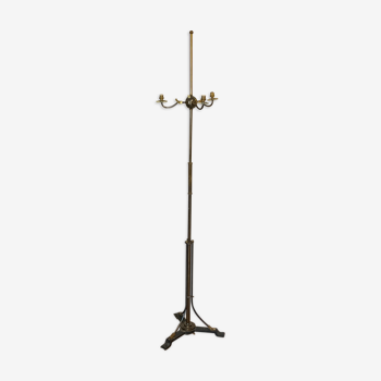 Bronze design floor lamp, black lacquered and glass cup