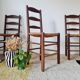 Lot de 3 chaises en bois et paille - look brutaliste