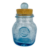 Bonbonnière verre bullé de Biot, bleu