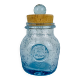 Bonbonnière verre bullé de Biot, bleu