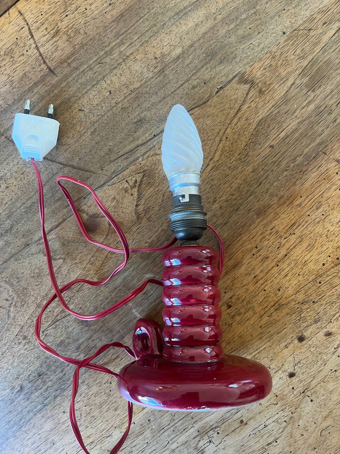 Burgundy ceramic lamp base