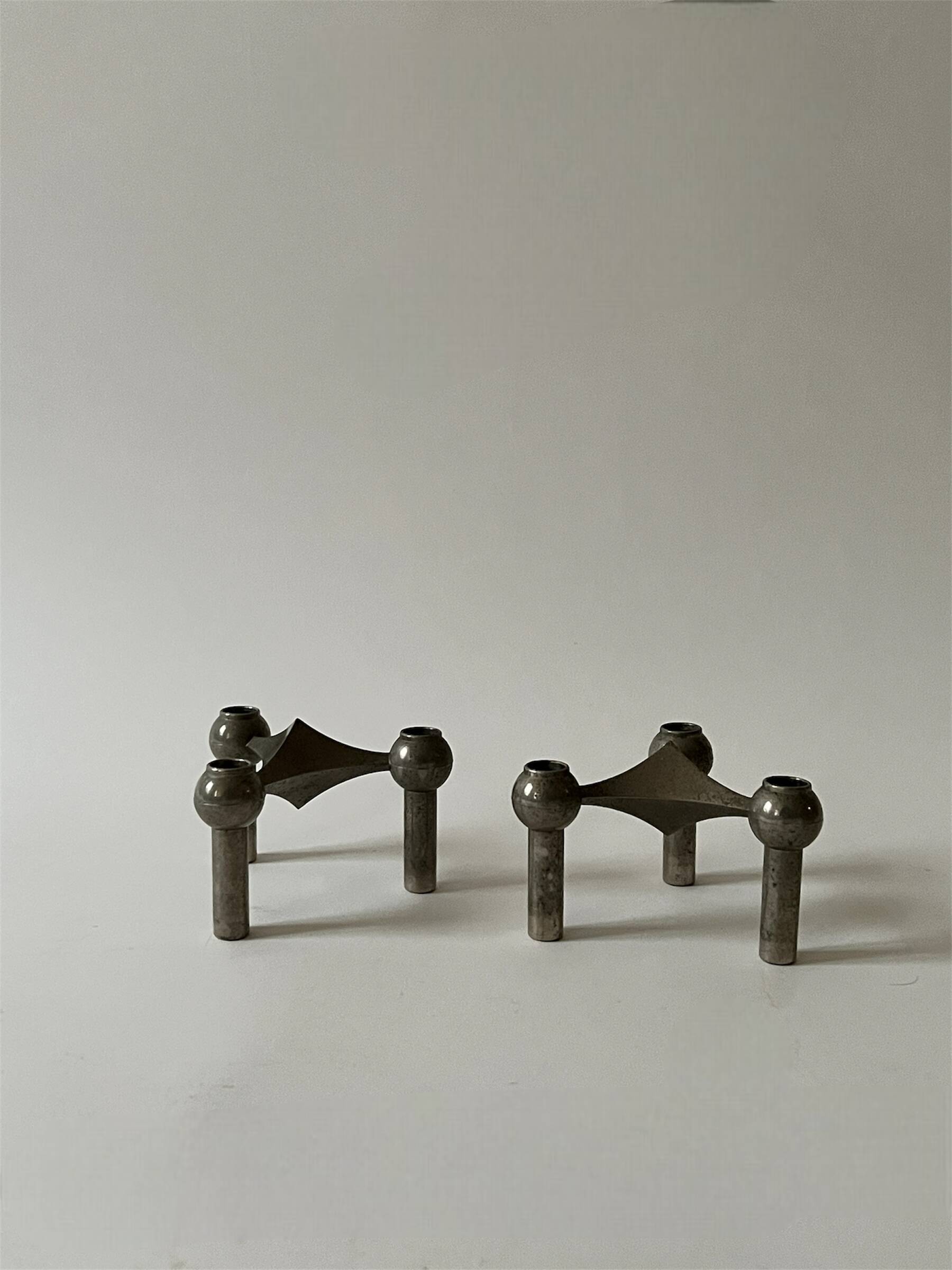 Stoff Nagel designer candlestick in genuine chrome-plated metal, Denmark 1970