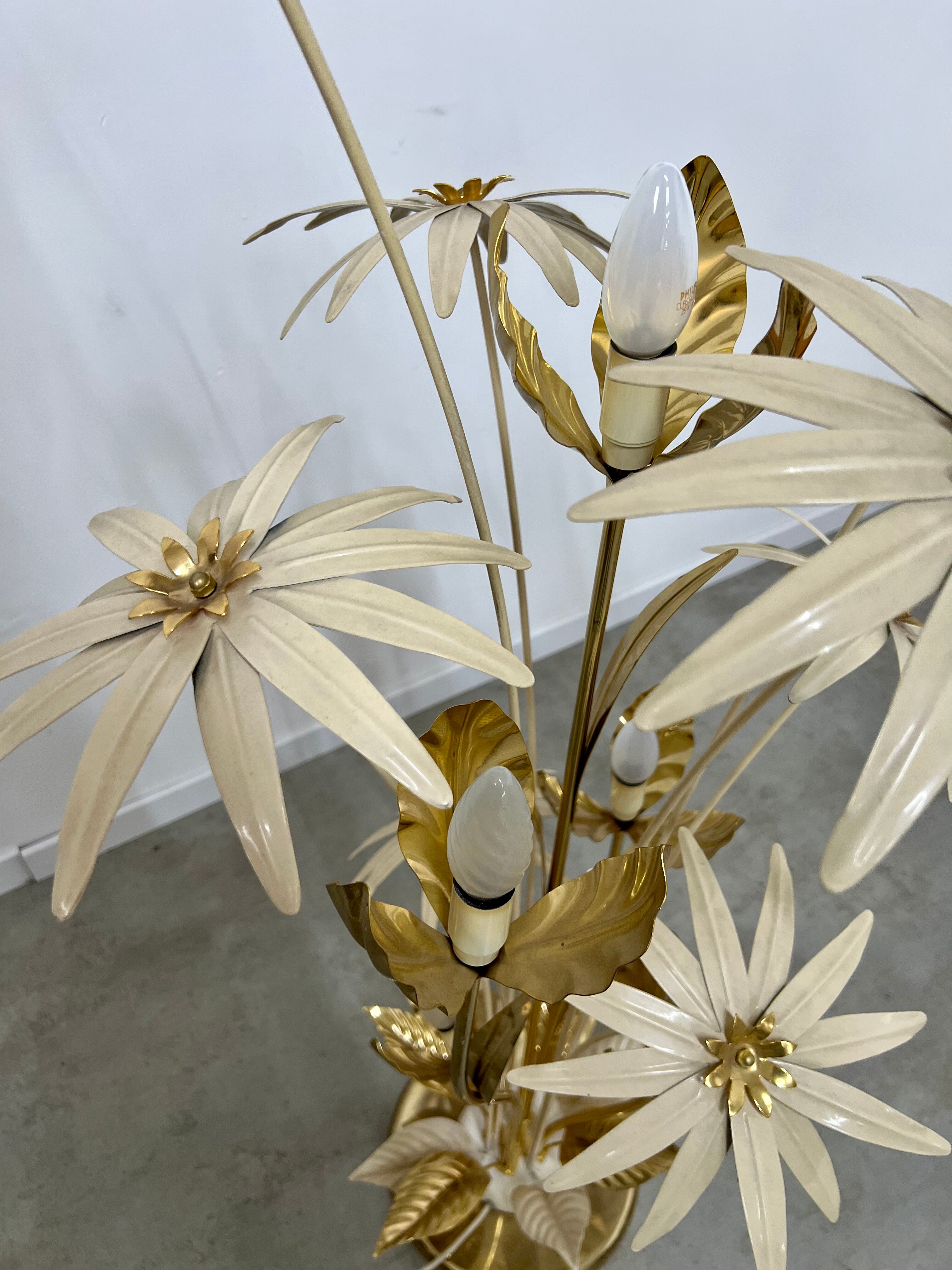 Floor lamp flower metal Design Hans Kögl Scandinavian vintage 5 burners