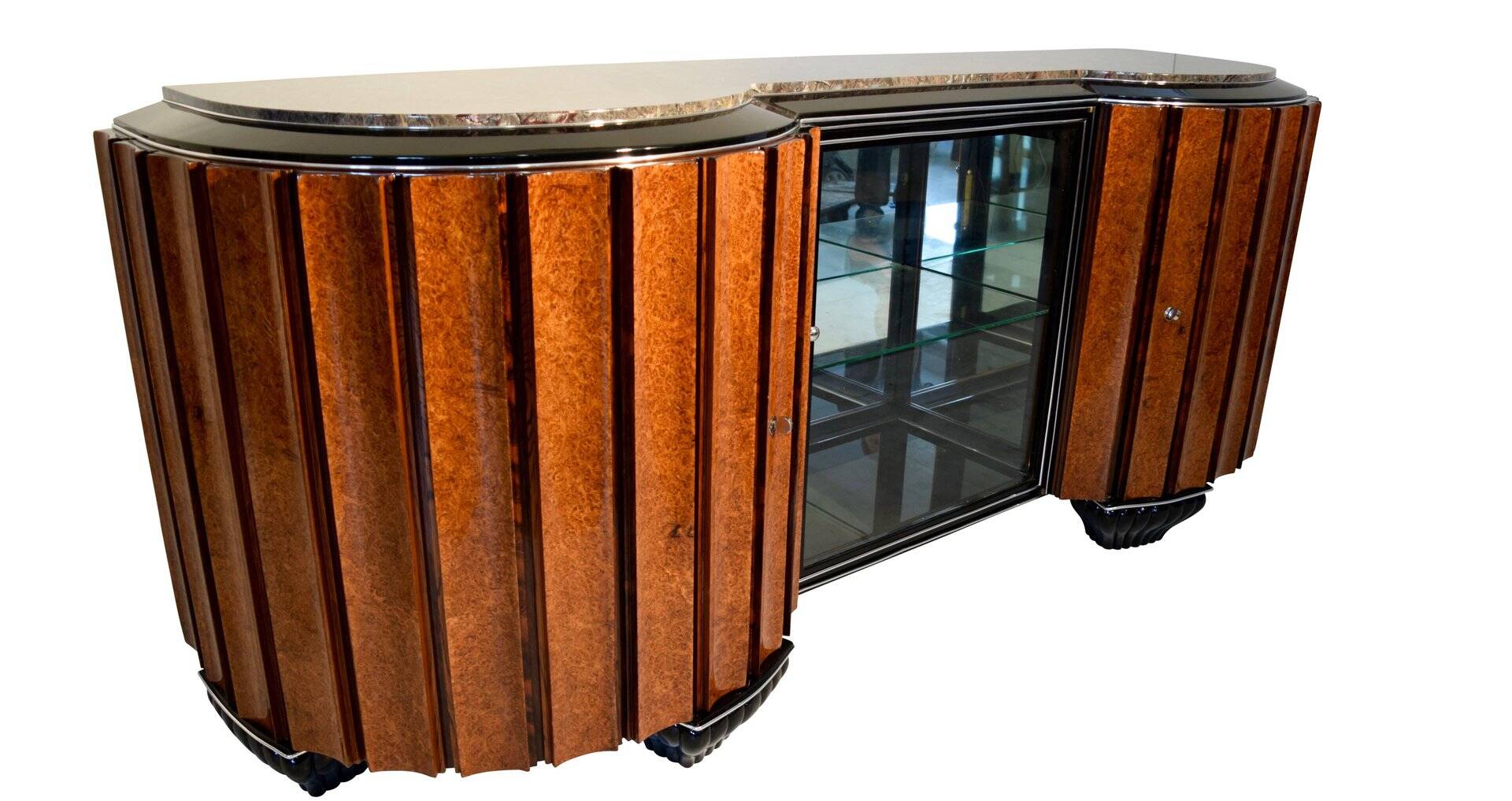 Large Art Deco Sideboard in Amboyna Root and Rosewood, Paris, 1925