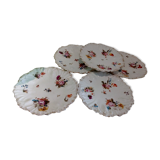 Set of 5 small flowered plates in Limoges porcelain