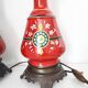 Paire de pieds de lampe rouges, 1900