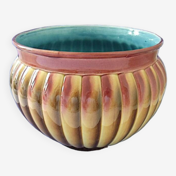 Polychrome glazed earthenware planter