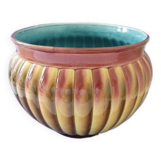 Polychrome glazed earthenware planter