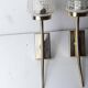Pair of brass and white and transparent glass wall lights 1960