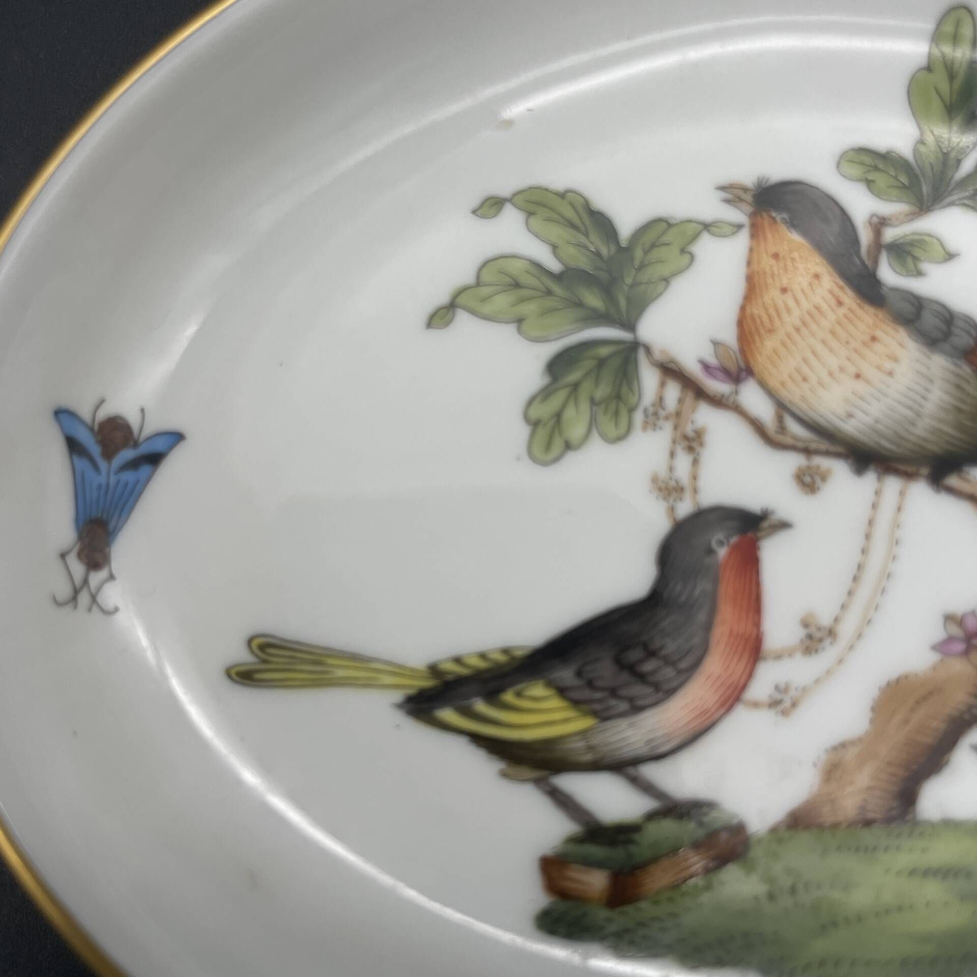 Small oval dish Herend Rothschild Birds – painted porcelain