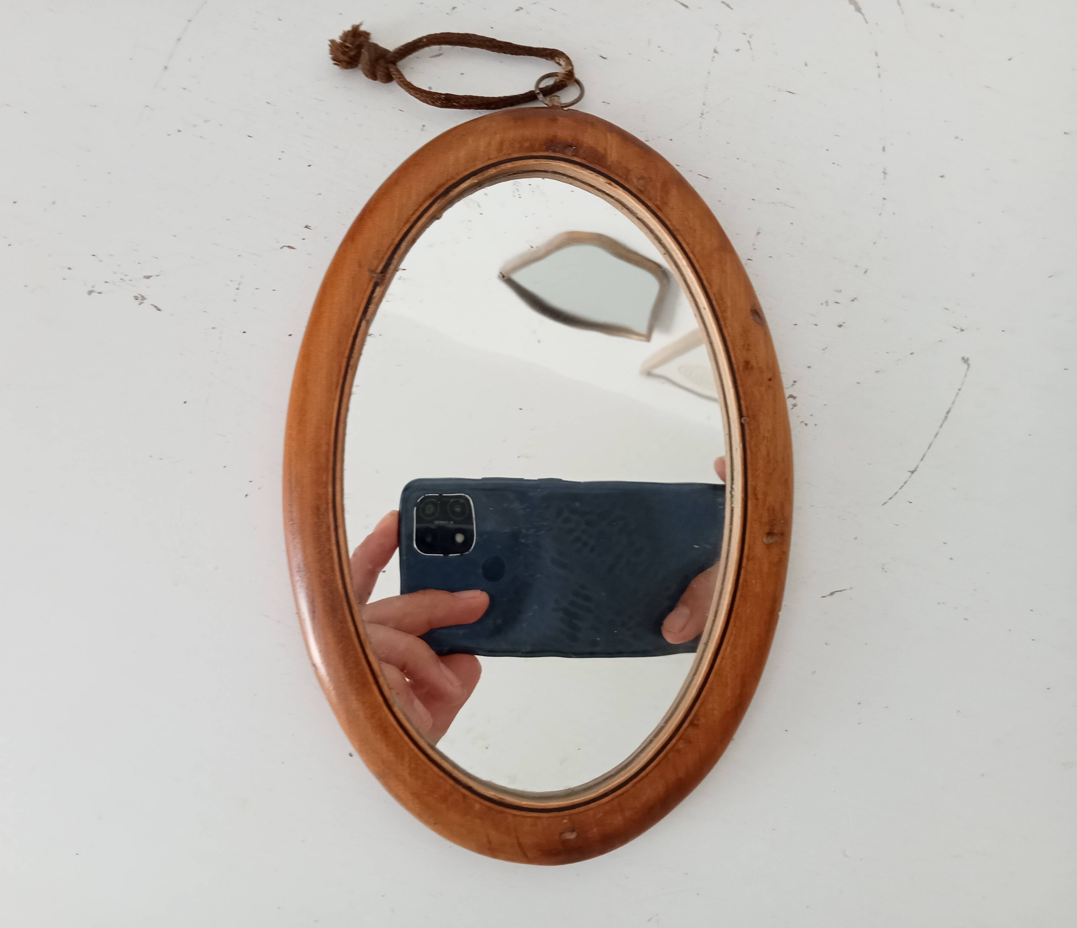 Mini antique walnut mirror from the 19th century.
