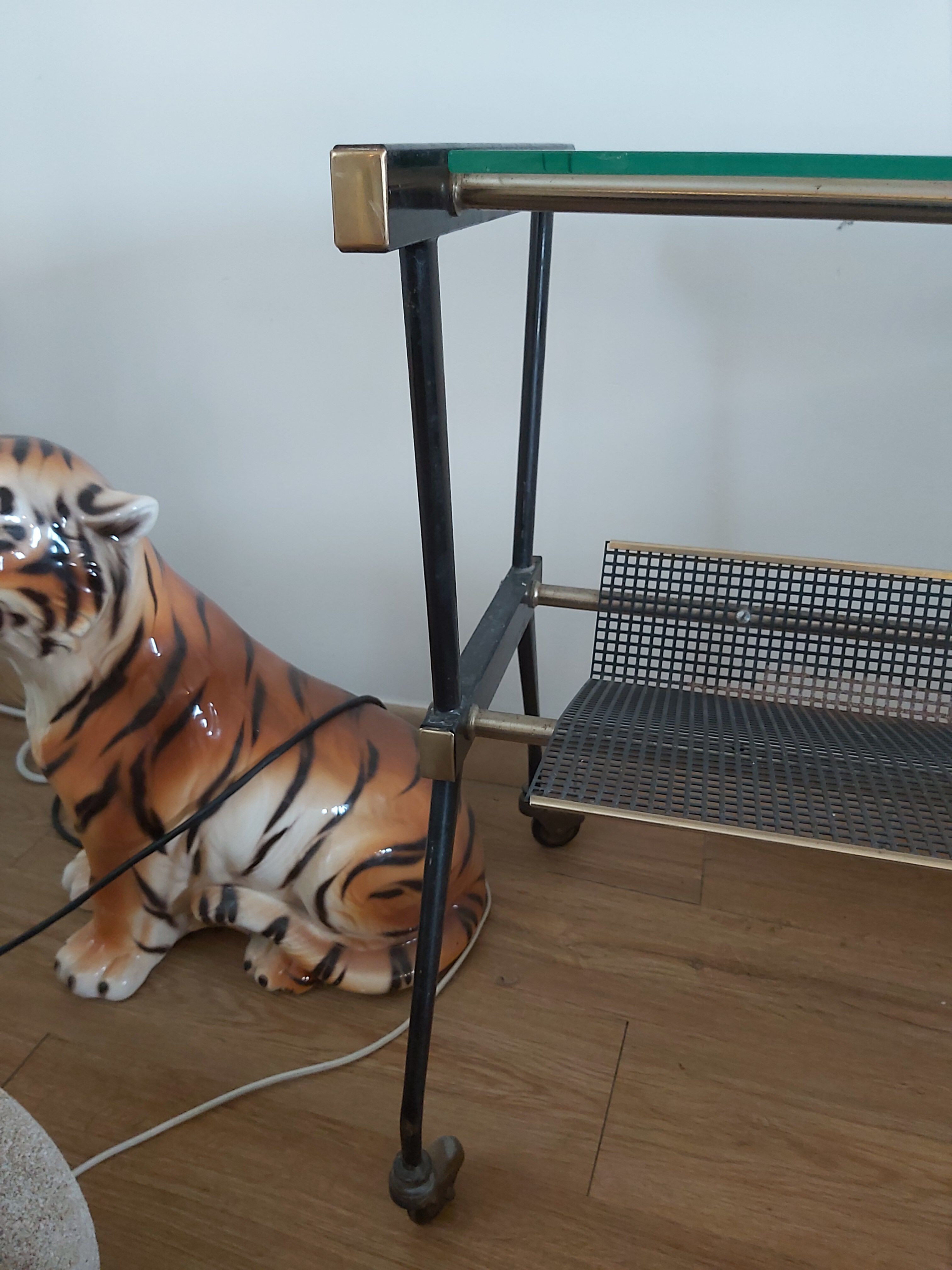 Metal and vintage brass dessert-console